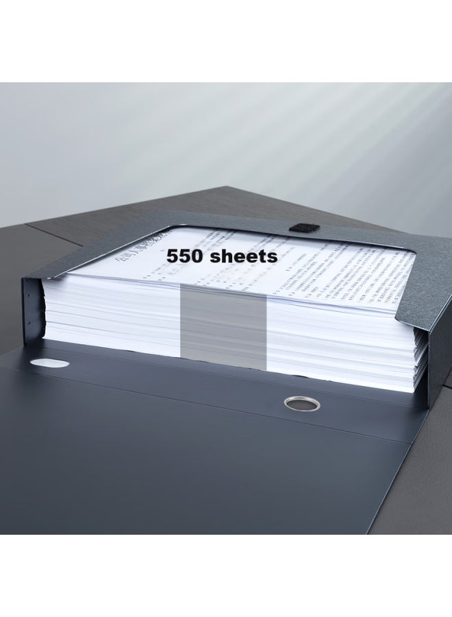 ديلي Deli 1 قطعة 55mm سلسلة Rui Shang صندوق ملفات بلاستيكي مُثخن، صندوق ملفات محاسبة A4 مُثخن، تخزين الامتحانات، P05606 رمادي داكن - Image 2