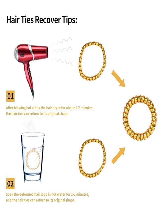 EPARTY Spiral Hair Ties, No Crease Hair Ties, 24-Colors Phone Cord Hair Ties, Hair Coils,Elastic Coil Hair Ties for Women Girls, Apply to Curly, Straight, Thick, Thin, Short, Long Hair(24 Pack) - Image 3