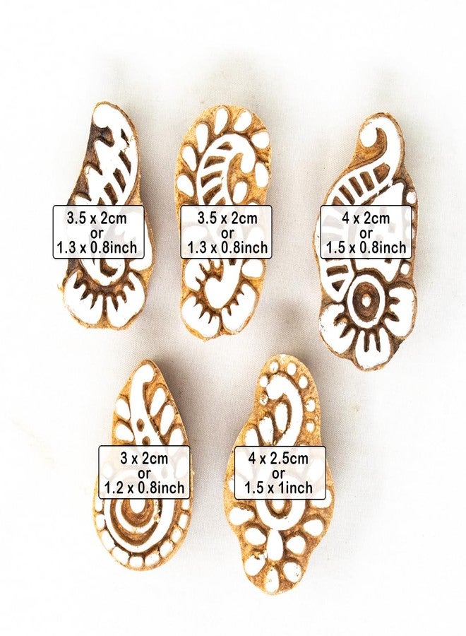 TwoGrams | Set of 5 | Wooden Stamp Block, Printing Stamp Design Set | Block for Printing Saree Border | Dresses, Craft Card Making, Scrapbook, Clay Pottery - Image 4