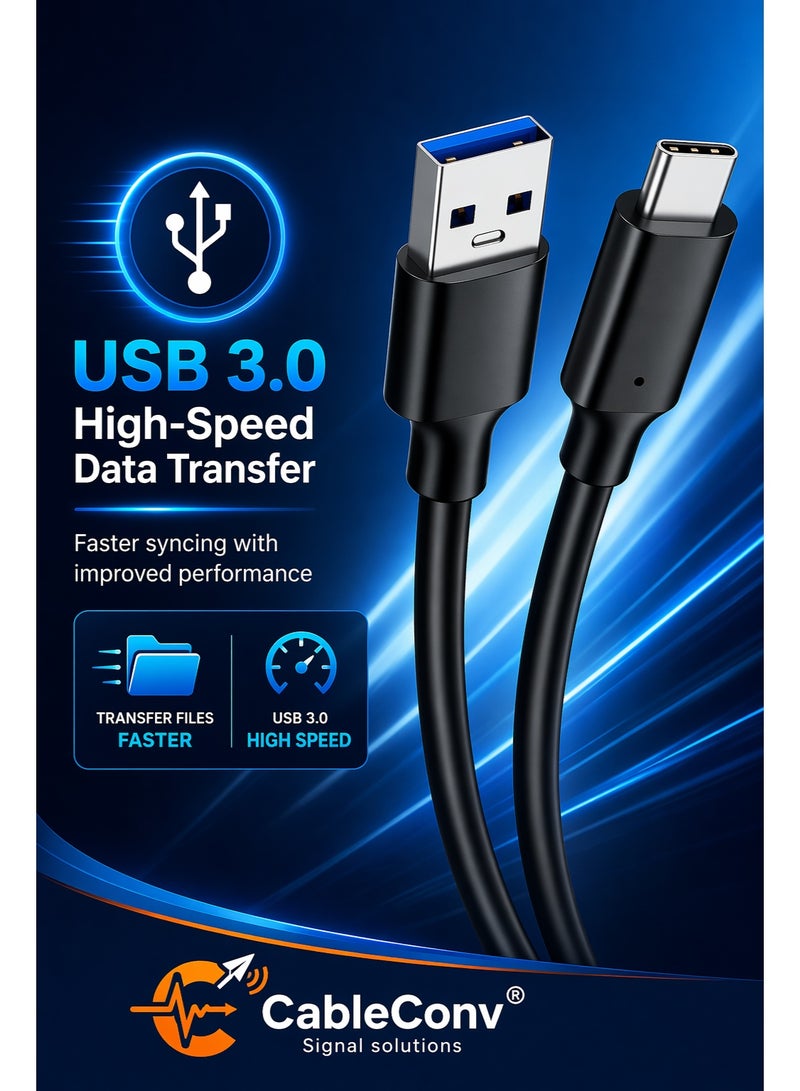 ​كابل كونف كابل USB 3.0 إلى Type-C بقدرة 60 واط، بطول 5 أمتار، يدعم الشحن السريع ونقل البيانات عالي السرعة. - Image 3