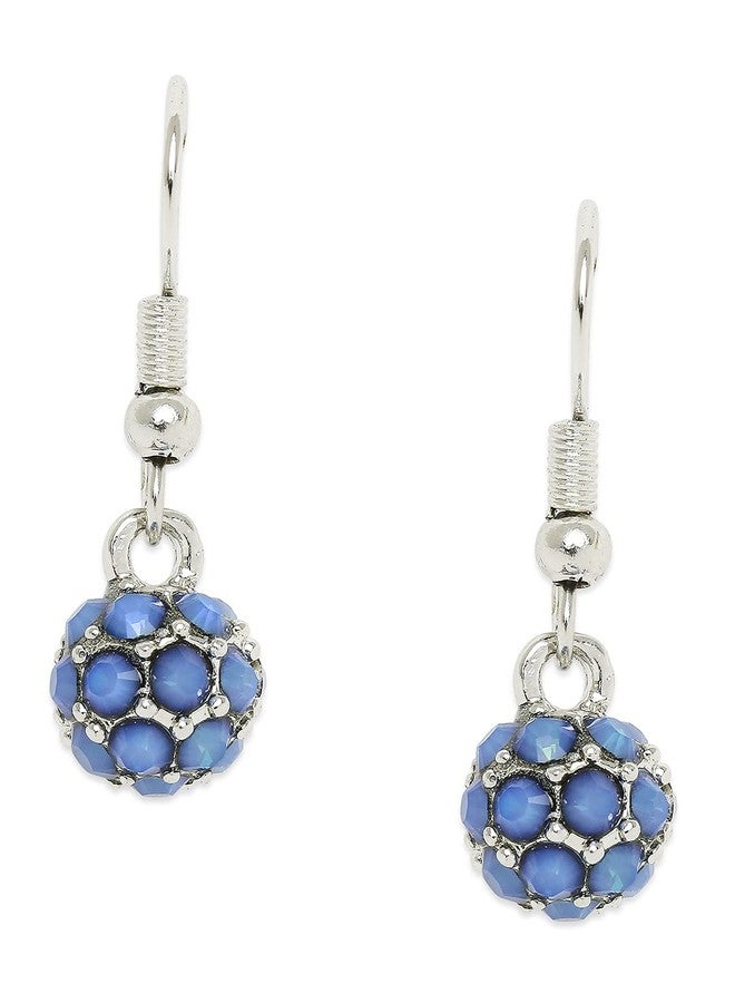 Mahi Royal Sparklers Blue Crystals Ball Earrings for Women (ER1109753RBlu) - Image 2