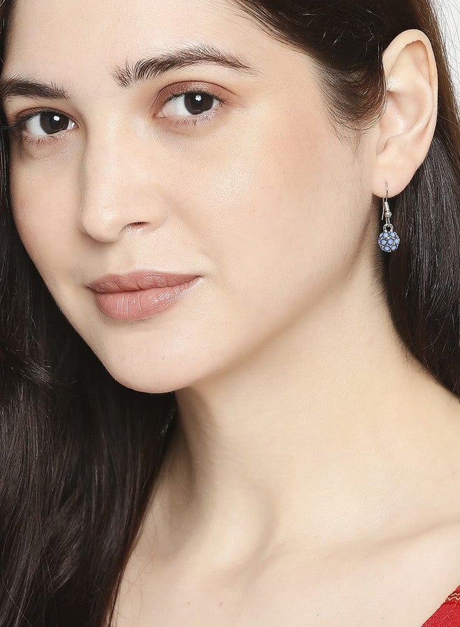 Mahi Royal Sparklers Blue Crystals Ball Earrings for Women (ER1109753RBlu) - Image 3