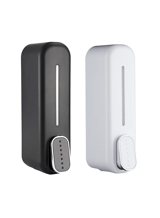 BATH GURU Liquid Soap Dispenser for Bathroom Kitchen ABS Plastic Wall Mounted Lotion Shampoo Handwash Dishwash Gel Sanitizer Dispenser 350 Ml Slim ( Black & White ) Pack of 2 - Image 1