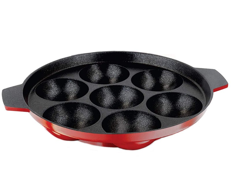 Nirlon Aluminium Non-Stick 7 Cavity Appam PatraPaniyarakkal | Paniyaram | Appam Pan | Pan Cake Maker | Ponganal Maker | Kuzhi Paniyaram | Paddu Tawa[New_26mm_Classic_AP7] - Image 1