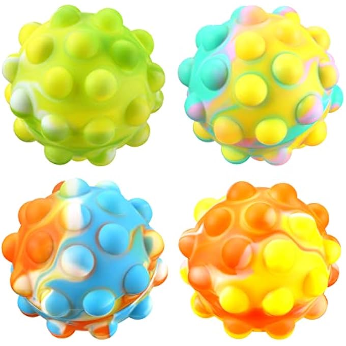 BONTHEE Pop Ball Fidget Toy Push Pop Sensory Toy Stress Relief for Kids Teens Adults - 4 Pieces - Image 1