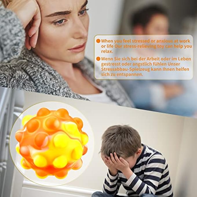 BONTHEE Pop Ball Fidget Toy Push Pop Sensory Toy Stress Relief for Kids Teens Adults - 4 Pieces - Image 5