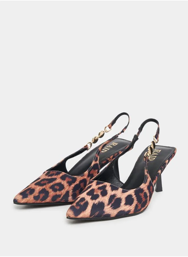 RAID Leopard Print Slingback Kitten Heel Pumps