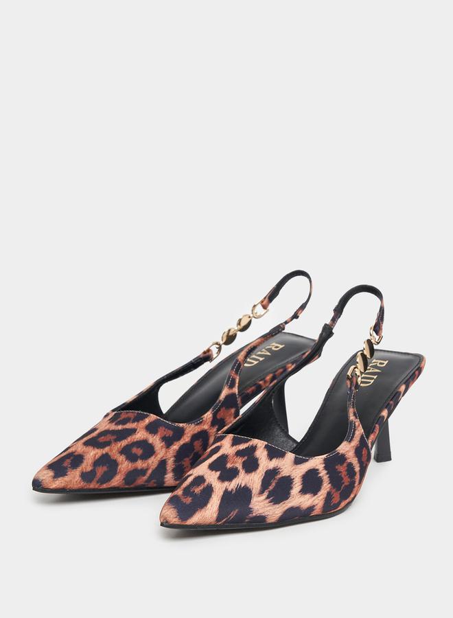 RAID Leopard Print Slingback Kitten Heel Pumps by Styli  - Image 2