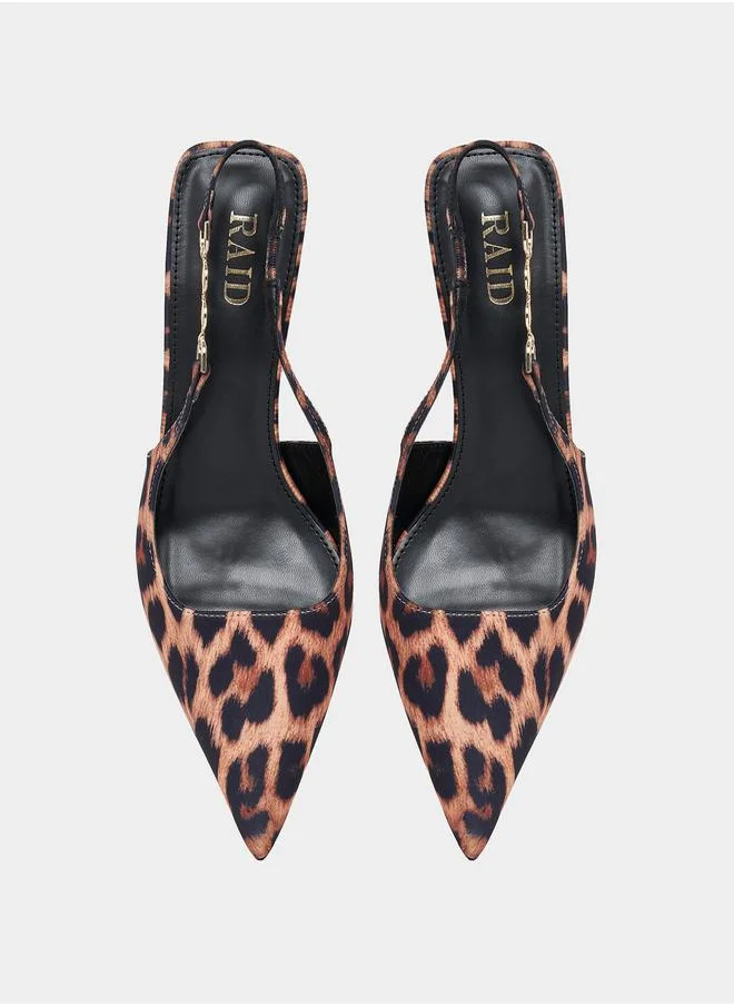 RAID Leopard Print Slingback Kitten Heel Pumps by Styli