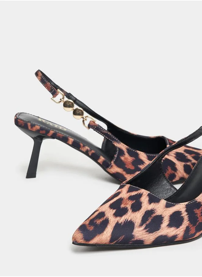 RAID Leopard Print Slingback Kitten Heel Pumps by Styli