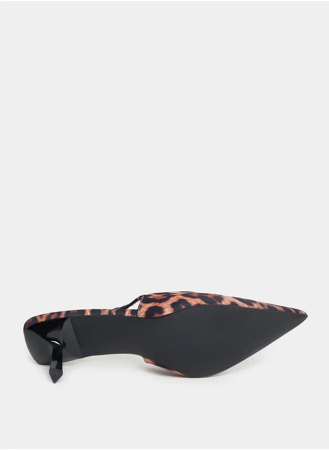 RAID Leopard Print Slingback Kitten Heel Pumps by Styli