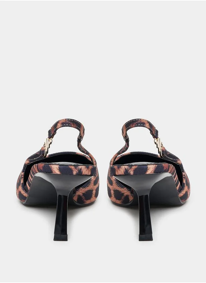 RAID Leopard Print Slingback Kitten Heel Pumps by Styli