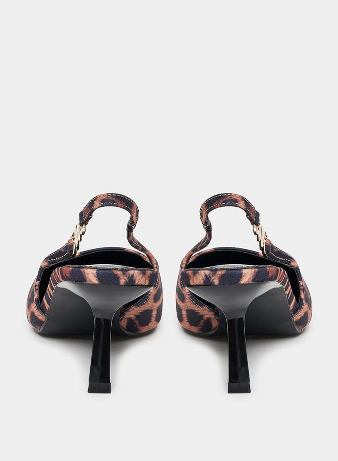 RAID Leopard Print Slingback Kitten Heel Pumps by Styli  - Image 4