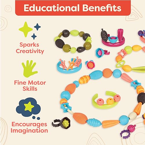 B. Toys ب. ألعاب – بوب آرتي! 150 قطعة – مجموعة صنع المجوهرات – مجموعة خرز بوب سناب الإبداعية للأطفال – مجموعة صنع المجوهرات بنفسك – قلائد، خواتم، أساور – 4+ سنوات - Image 3