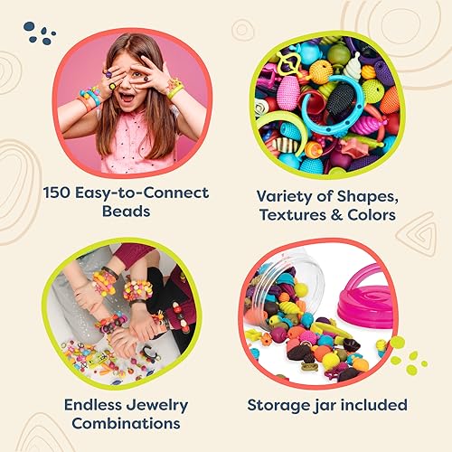B. Toys ب. ألعاب – بوب آرتي! 150 قطعة – مجموعة صنع المجوهرات – مجموعة خرز بوب سناب الإبداعية للأطفال – مجموعة صنع المجوهرات بنفسك – قلائد، خواتم، أساور – 4+ سنوات - Image 4
