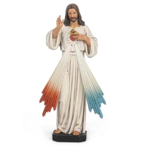 BC BUILDCLASSIC BC Catholic Divine Mercy Jesus Christ Statue 6 H Jesus I Trust in Figure Religious Gift Catholic Indoor Home Decor Handpainted Renaissance Sculpture by Buildclassic - Image 1