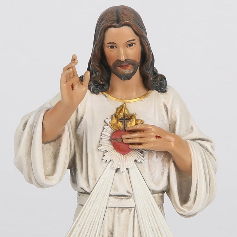 BC BUILDCLASSIC BC Catholic Divine Mercy Jesus Christ Statue 6 H Jesus I Trust in Figure Religious Gift Catholic Indoor Home Decor Handpainted Renaissance Sculpture by Buildclassic - Image 3
