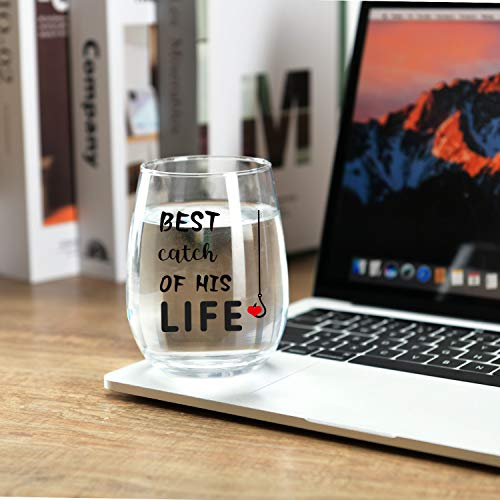 JERIO One Great Fisherman, Best Catch of His Life Glass Set Couple Gift for Engagement, Wedding, Anniversary Gi Bridal Shower Gift For Bride - Image 4