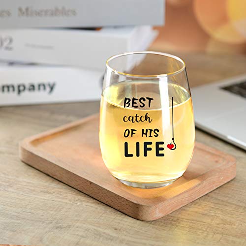 JERIO One Great Fisherman, Best Catch of His Life Glass Set Couple Gift for Engagement, Wedding, Anniversary Gi Bridal Shower Gift For Bride - Image 5