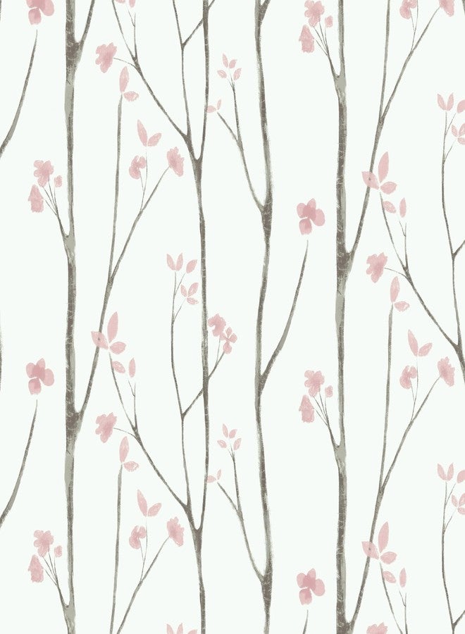 Timeet Peel and Stick Wallpaper Pink Floral Wallpaper Boho Wallpaper Matte Textured Removable Self-Adhesive Wallpaper for Furniture Living Room Bedroom Bathroom Decor 16" x 78.7" - Image 1
