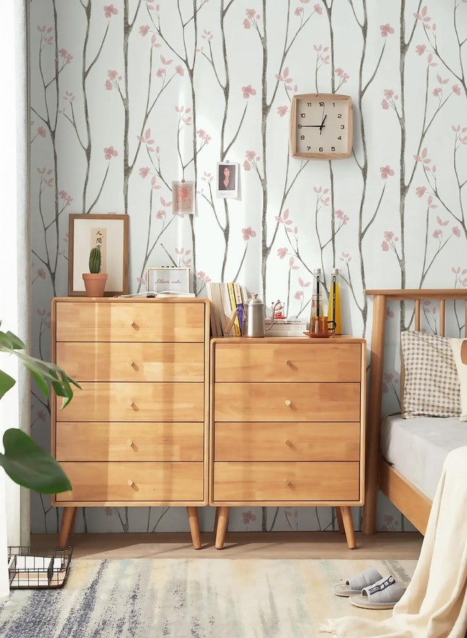 Timeet Peel and Stick Wallpaper Pink Floral Wallpaper Boho Wallpaper Matte Textured Removable Self-Adhesive Wallpaper for Furniture Living Room Bedroom Bathroom Decor 16" x 78.7" - Image 2