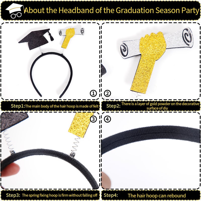 Graduation Season Decoration New Hairband University Kindergarten Graduation Ceremony Po Props Bachelor Cap Certificate Headband - Image 3