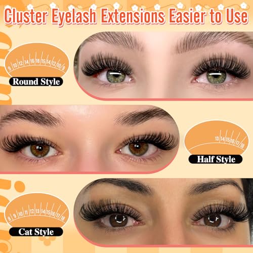 calphdiar Lash Clusters Wispy Eyelash Clusters 480PCS 40D+50D Individual Lashes Clusters D-curly Cluster Eyelash Extensions 8-18mm DIY Natural Volume Lash Extension for Beginners - Image 3