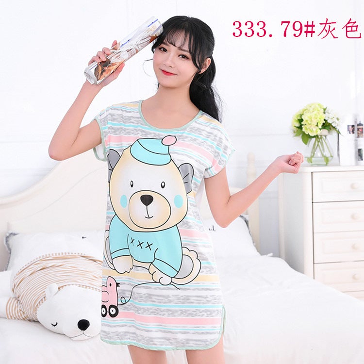Cartoon Sweet Cute One-piece Nightgown 333.79# Gray
