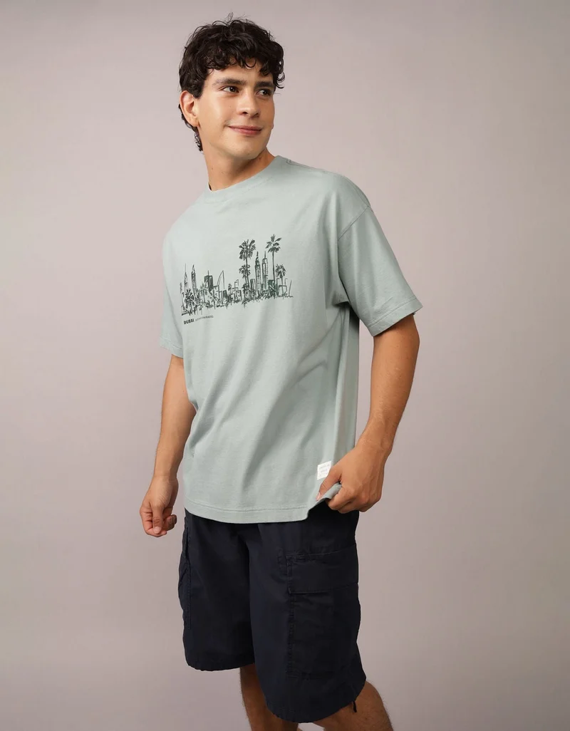 امريكان ايجل تيشيرت مطبوع وجهة الإمارات