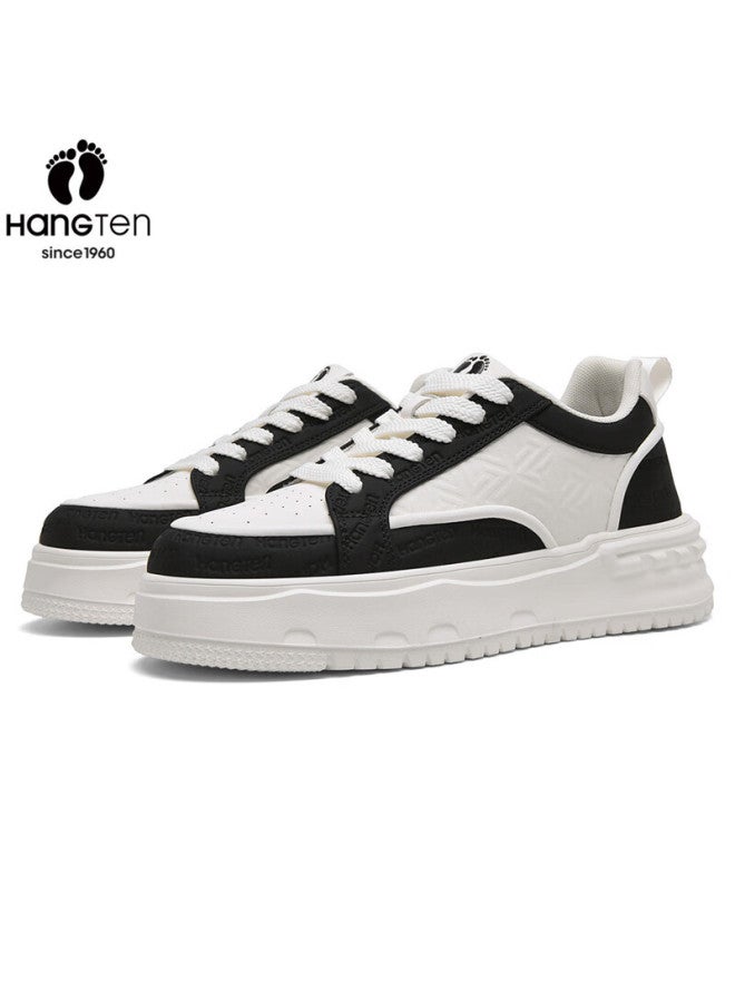 Hang Ten Trendy Men's Casual Sneakers Spring New Soft Sole White Black 41 - Image 5