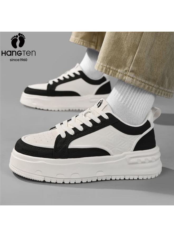 Hang Ten Trendy Men's Casual Sneakers Spring New Soft Sole White Black 41 - Image 1