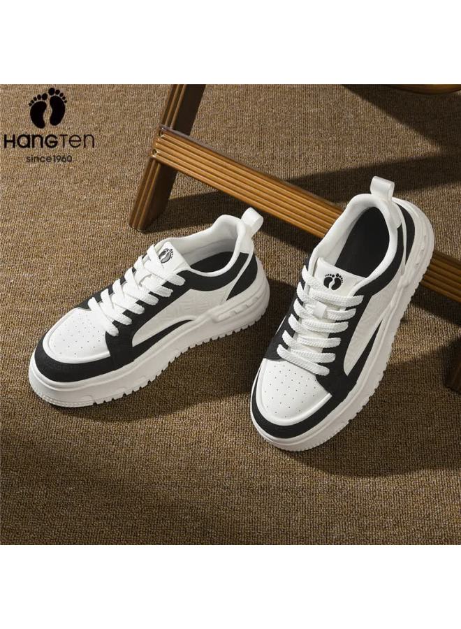 Hang Ten Trendy Men's Casual Sneakers Spring New Soft Sole White Black 41 - Image 2