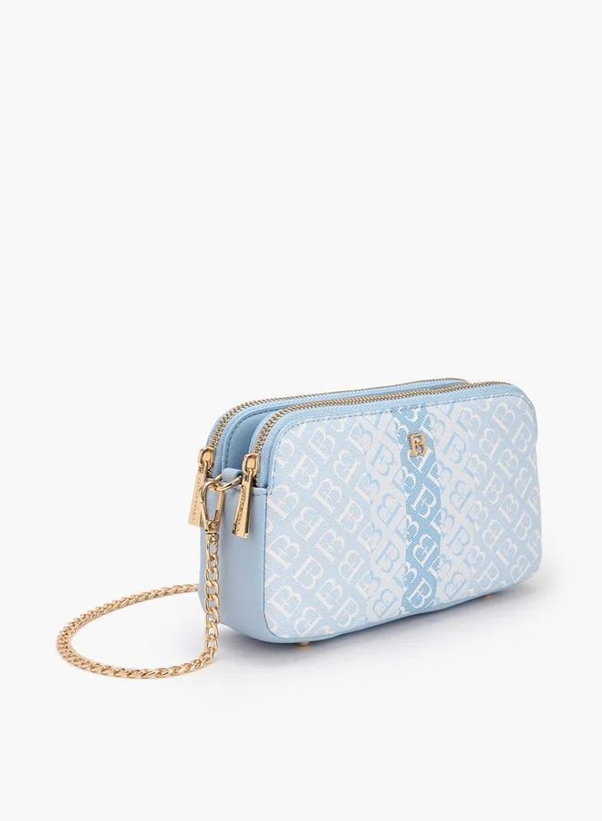 Flora Bella By Shoexpress Flora Bella Monogram Print Crossbody Bag with Chain Strap
