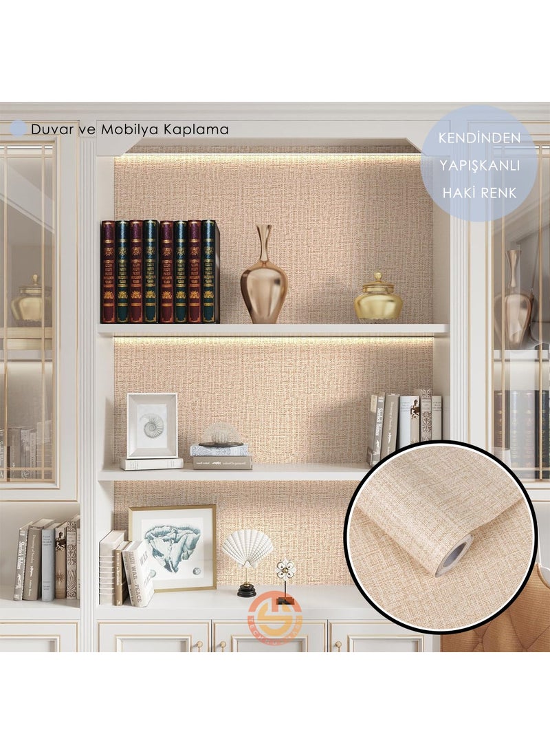 Technosmart 60 cm ×500 cm Self-Adhesive Linen Dark Beige Wallpaper Kitchen Cabinet Table Covering  - Image 3