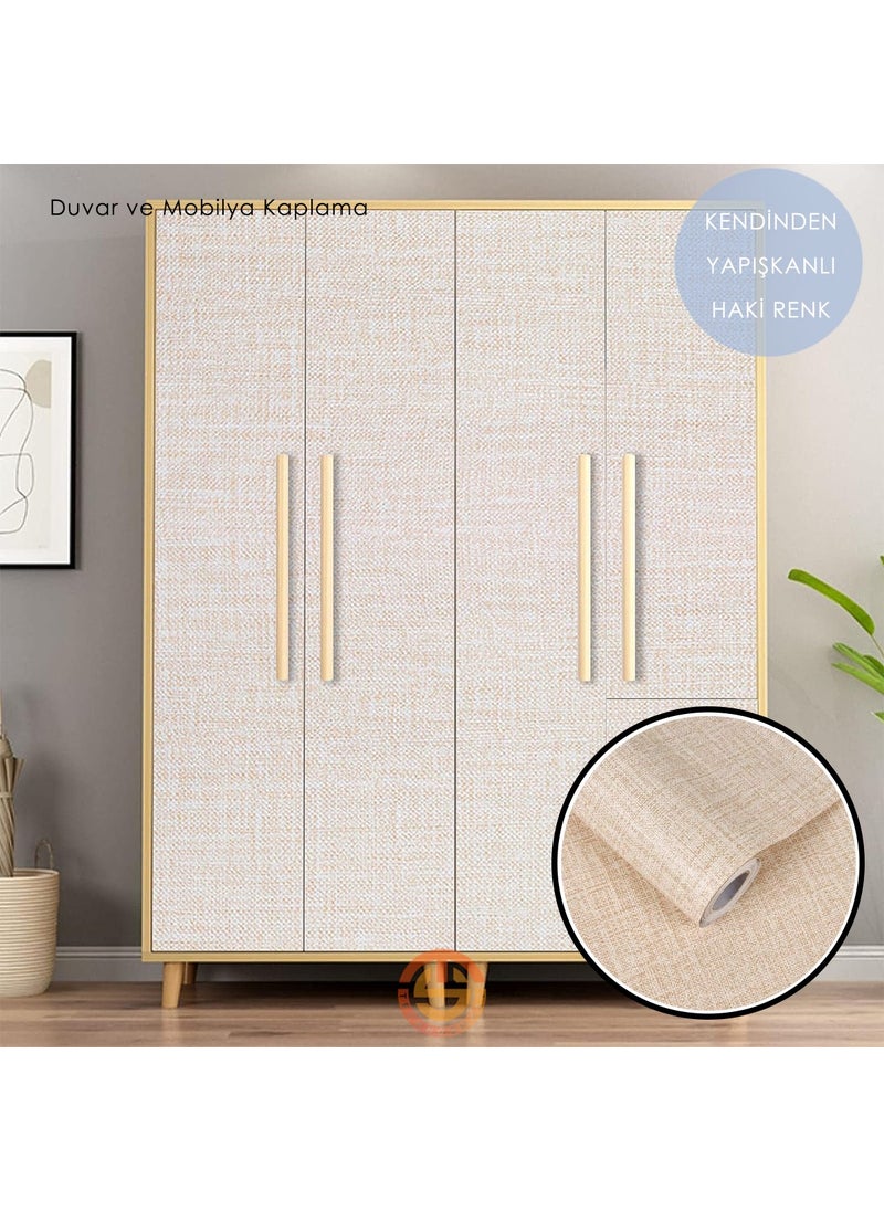 Technosmart 60 cm ×500 cm Self-Adhesive Linen Dark Beige Wallpaper Kitchen Cabinet Table Covering  - Image 4
