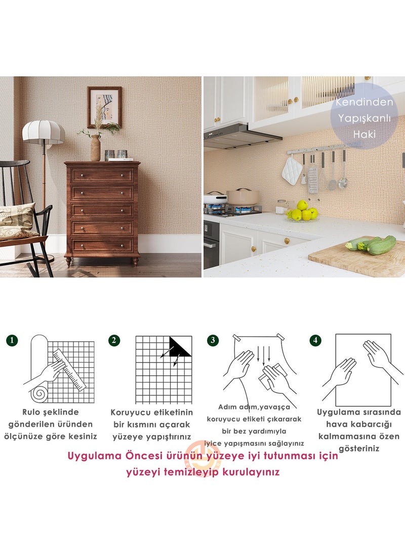 Technosmart 60 cm ×500 cm Self-Adhesive Linen Dark Beige Wallpaper Kitchen Cabinet Table Covering  - Image 5