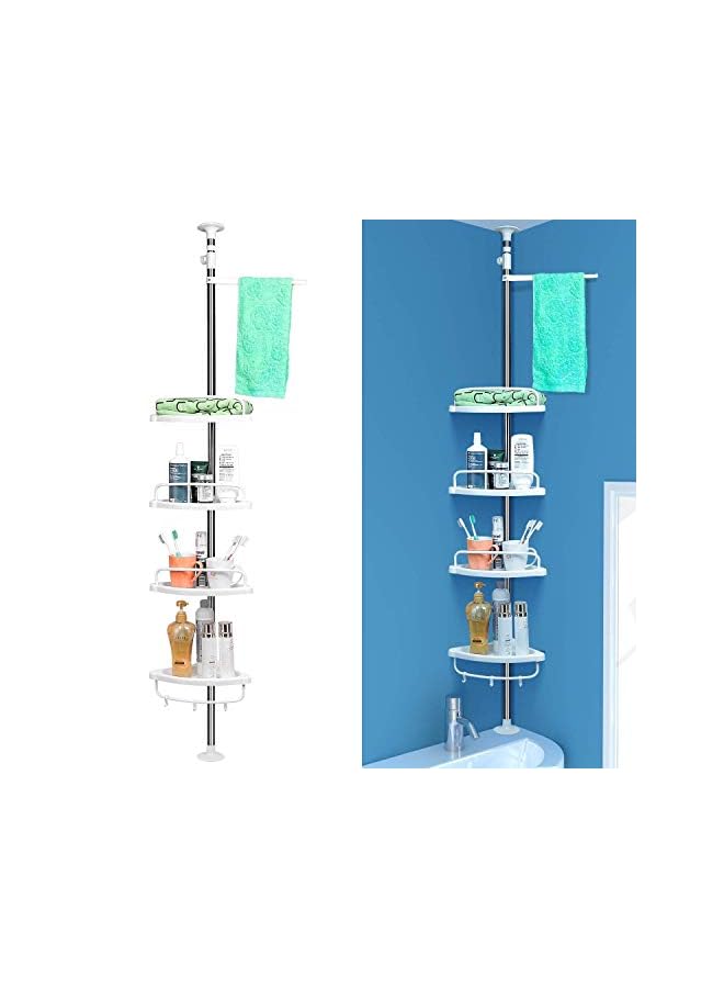 راكسوم رف زاوية الحمام العائلي، حامل، منظم قابل للتعديل من 4 طبقات، فولاذ أبيض، 30592 - Image 3