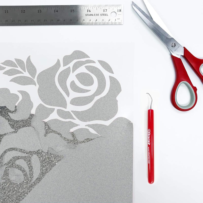 SISER فيلم نقل حراري سيسر جليتر 118x5 قدم لامع فضي كونفيتي - Image 4