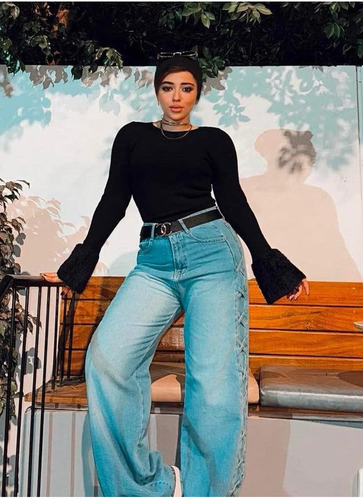 Generic High-waisted, wide-leg braided jeans, size 40, fits 75-95 kg  - Image 2