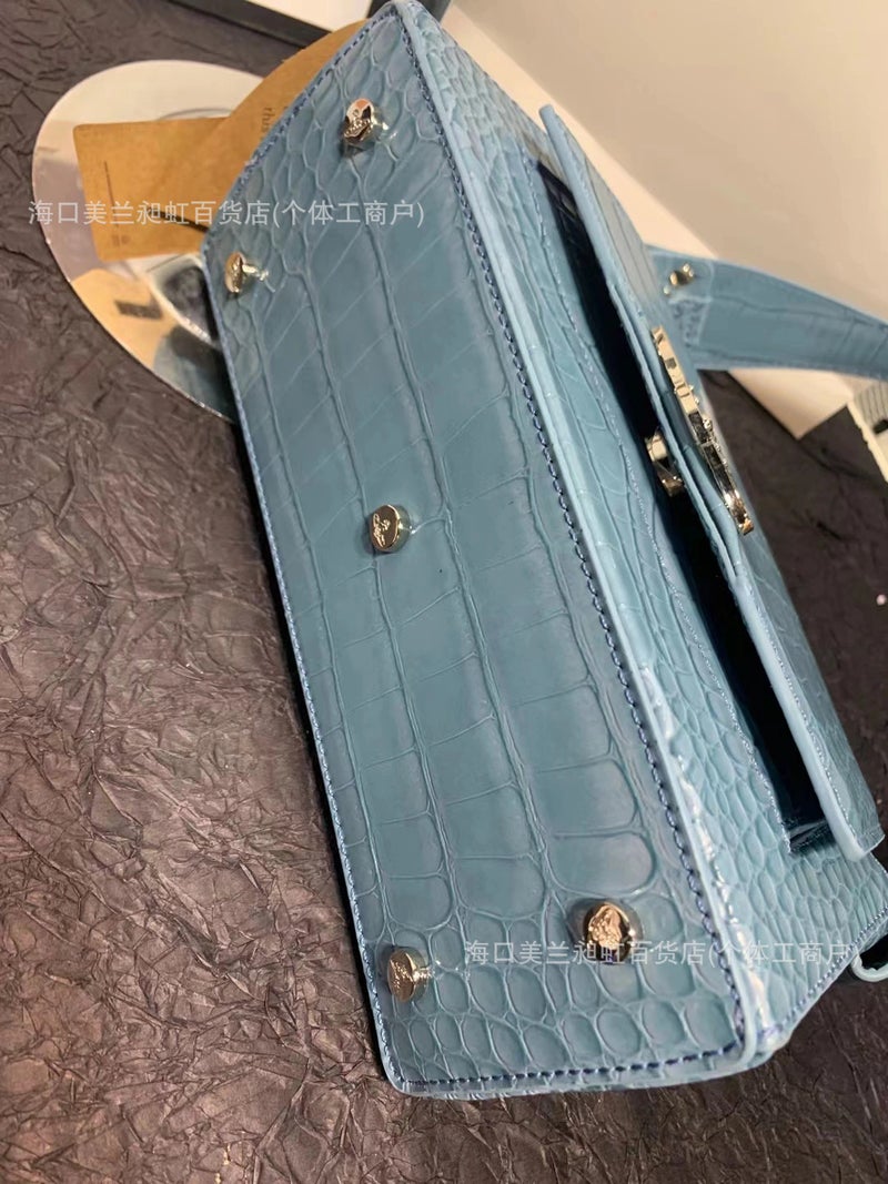 Queen Mother Hazel Bag With Crocodile And Lizard Pattern, Underarm Bag, Medium And Small Sizes, Crossbody, Trendy Must-Have - Image 5