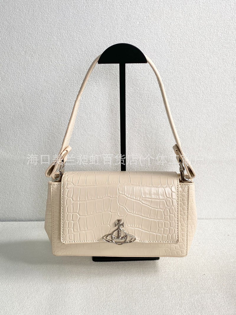 Queen Mother Hazel Bag With Crocodile And Lizard Pattern, Underarm Bag, Medium And Small Sizes, Crossbody, Trendy Must-Have - Image 1