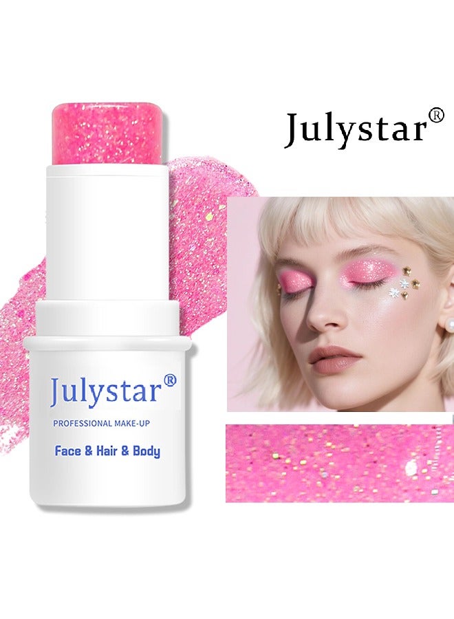 Julystar Glitter Stick, Shimmery& Long Lasting, Hair Eyeshadow Face Body Glitter, Singer Concert Music Rave Festival, Glitter Stick Makeup & Face Glitter Gel for Women Men #02 - Image 1