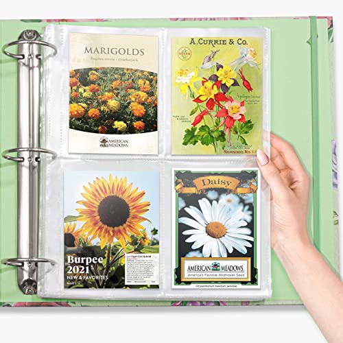 tutata Seed Organizer Garden Seeds Storage Clear Sheet Protectors with 8.5x11 Binder, Seed Packet Organizer Kit - Image 2
