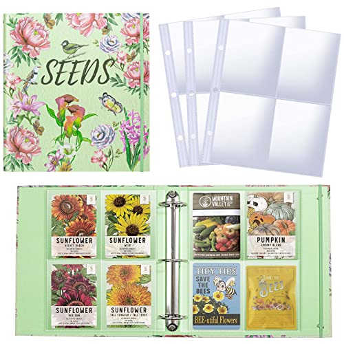 tutata Seed Organizer Garden Seeds Storage Clear Sheet Protectors with 8.5x11 Binder, Seed Packet Organizer Kit - Image 1