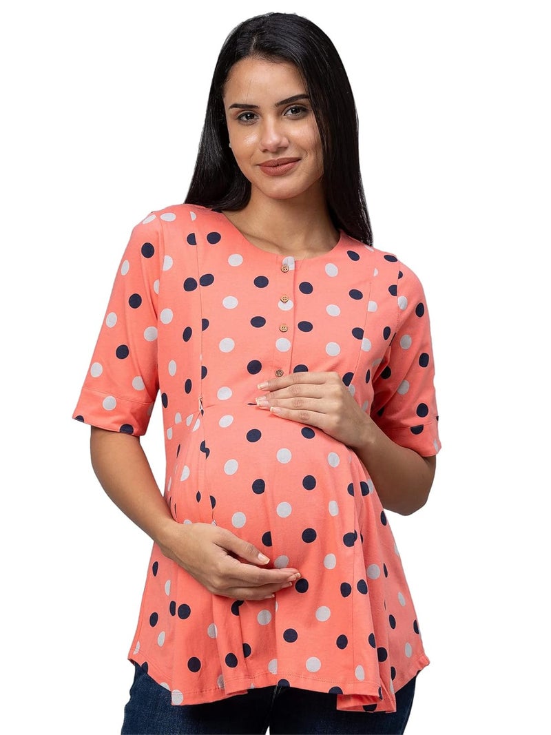 AV2 Store AV2 Women Cotton Printed Relaxed Fit Maternity Feeding Top 8054 - Image 1