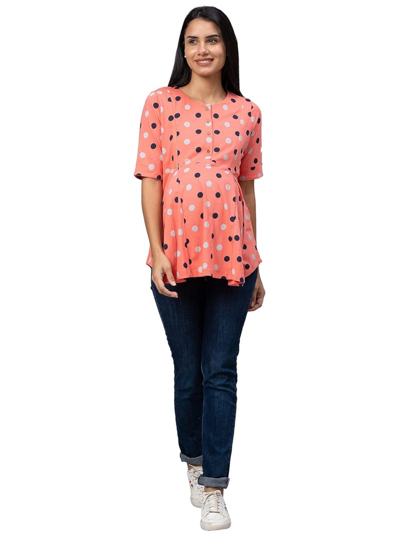 AV2 Store AV2 Women Cotton Printed Relaxed Fit Maternity Feeding Top 8054 - Image 2