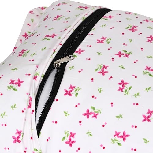 HOUSE FOX Zipper Cotton Pillow Covers/Cases/Protectors (NOT Pillow) Set of 2 Pair Or 4 Pcs,Size -18x28inch with Zip/Chain (Standard, Pink Blue Flower) - Image 2