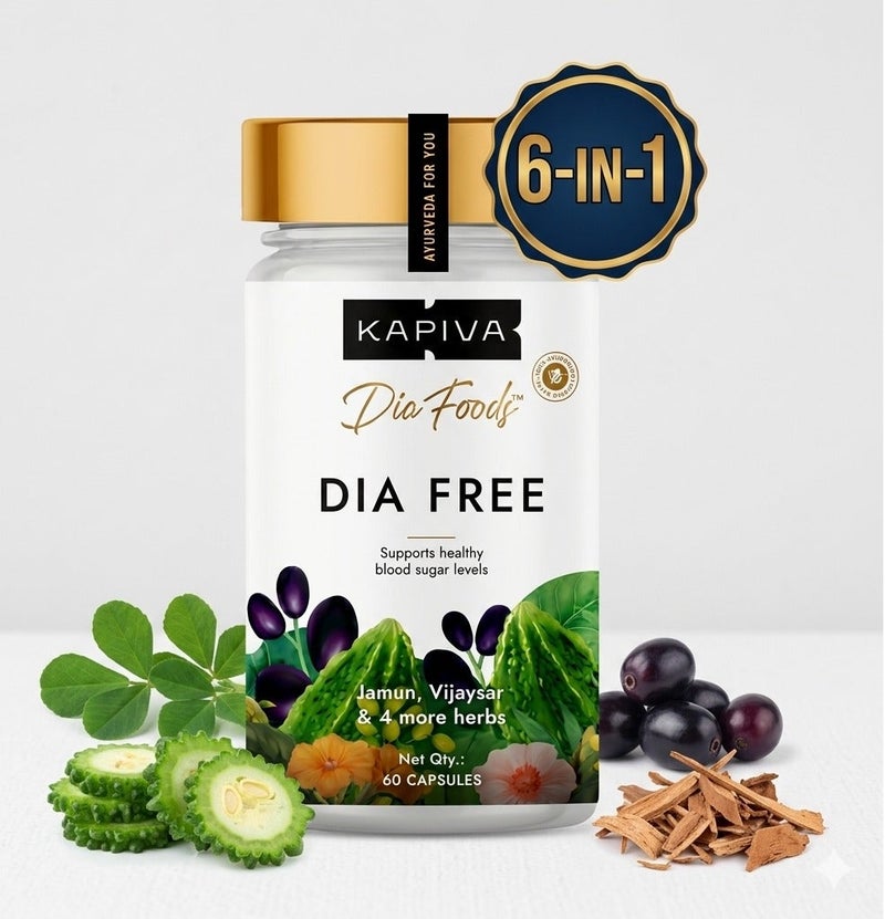 Kapiva Dia Free Capsules | 100% Ayurvedic Capsules with Powerful Herbs | 1 Month Pack for Diabetes/Diabetic Care | 60 Capsules/Tablet - Image 1