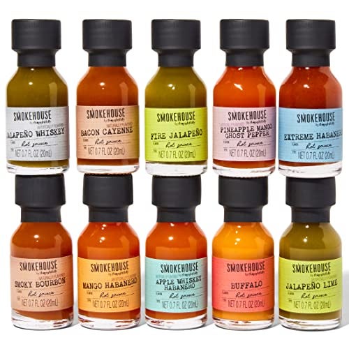 Thoughtfully Smokehouse by Thoughtfully, Gourmet Hot Sauce Gift Set, Flavors Include Mango Habanero, Buffalo, Bacon Cayenne, Smoky Bourbon, Fire Jalapeño and More, Hot Sauce Variety Pack, Set of 10 - Image 2