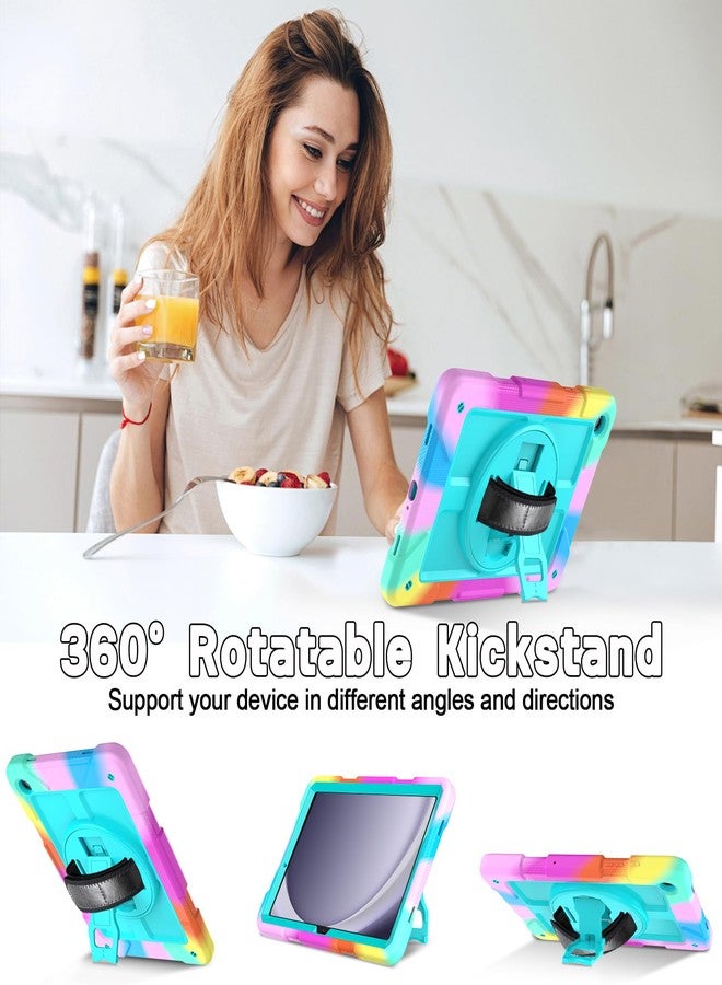 LTROP Case for Samsung Galaxy Tab A9+ Plus Case 11" 2023 (SM-X210/X216/X218), Heavy Duty Shockproof Protective Case with Rotating Stand, Hand/Shoulder Strap, Turquoise - Image 5